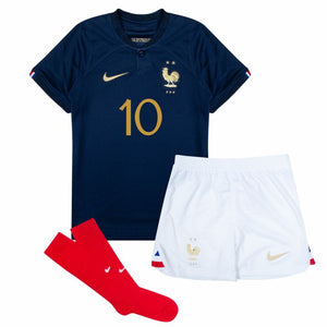 Nike Frankreich Home Mbappe 10 Little Kids Kit 2022-2023 (Fan Style Beflockung)