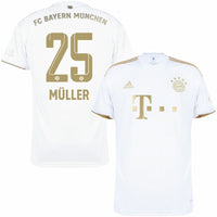 Adidas Bayern München Away Müller 25 Trikot 2022-2023 (Offizielle Beflockung)