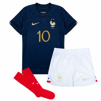 Nike Frankreich Home Mbappe 10 Little Kids Kit 2022-2023 (Fan Style Beflockung)