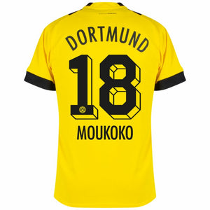 Puma Borussia Dortmund Home Moukoko 18 Trikot 2022-2023 (Offizielle Beflockung)